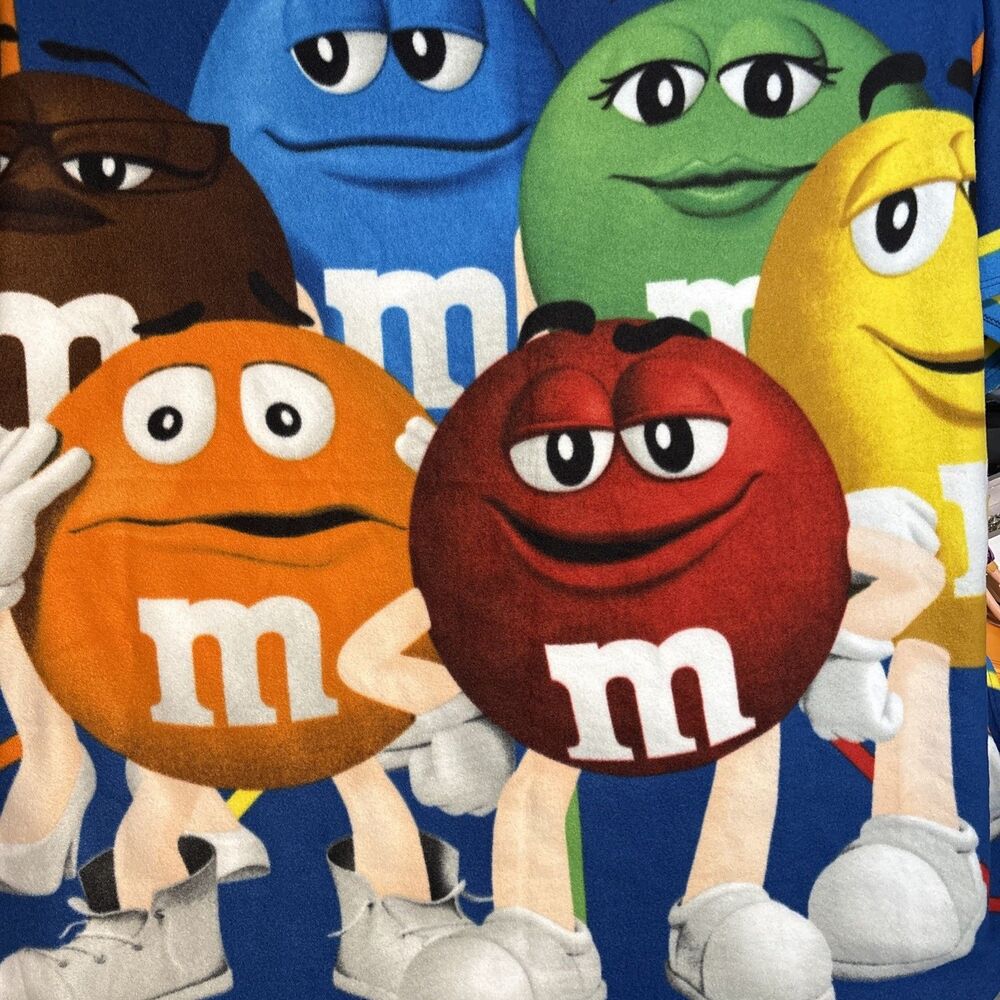 M&M Fleece Throw Blanket 60x50 Mars M&Ms Chocolate Candy 6 Character Colors